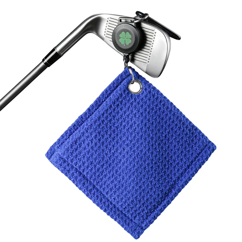 Golfclubhanddoeken 1-pack met magnetische intrekbare clip, 5,5''x5,5'' zwart blauw grijs microvezel wafel voor golftassen