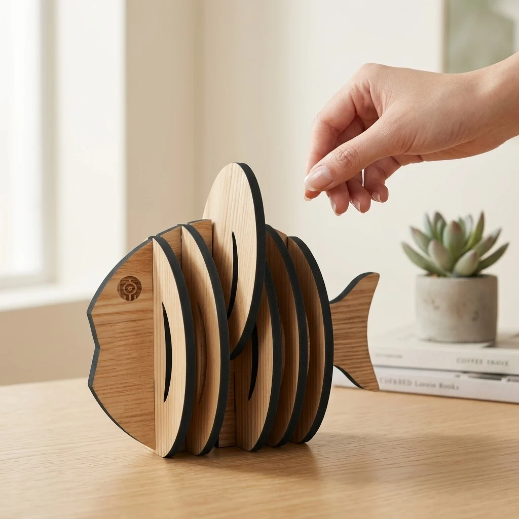 Wooden Fish Bone Tea Coaster Heat Resistant Heat Insulating Table Mat Kitchen Decor Accessories