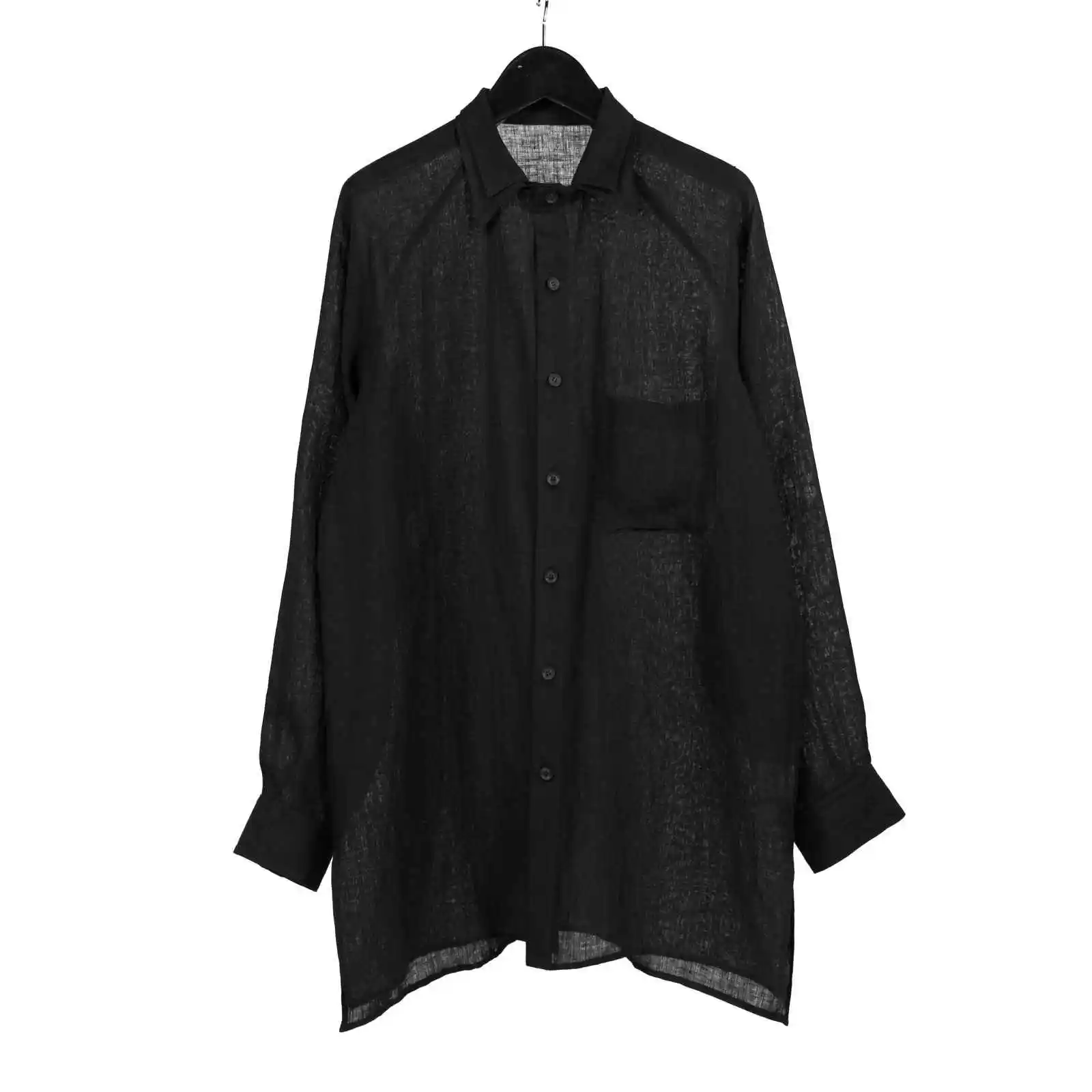 TOP-YAMAMOTO Original Design Dark Linen Shirt Men's Long Sleeve Thin Breathable Loose Casual Shirt