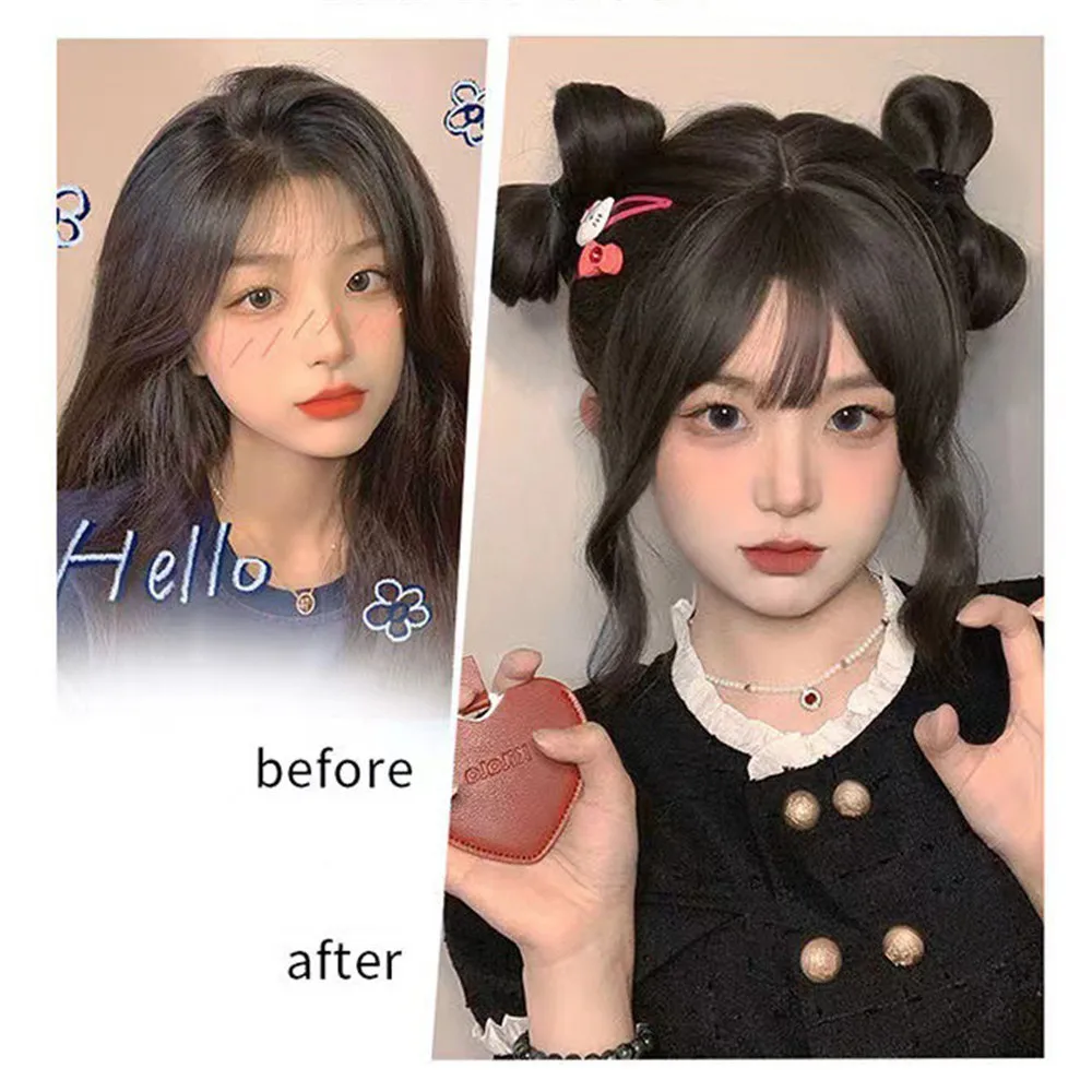 Bow Synthetic Wig Hair Bag Fluffy Cute Coil Hair Artifact Hanfu Bun Ancient Style High Temperature Silk Accessories