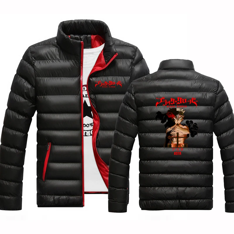 2025 Fashion Autumn And Winter New Style Men's Seven-color Cotton-padded Hooded Jacket Black Clover Asta Zipper Coat