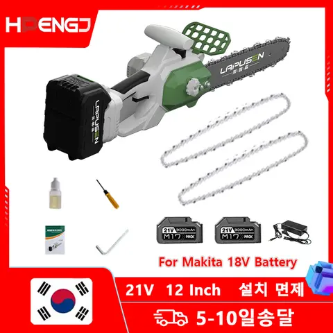 브러시리스 12 인치 전기 전기 톱 충전식 무선 체인 톱 원예 도구 Makita 18V 배터리 용 무선 전기 톱
