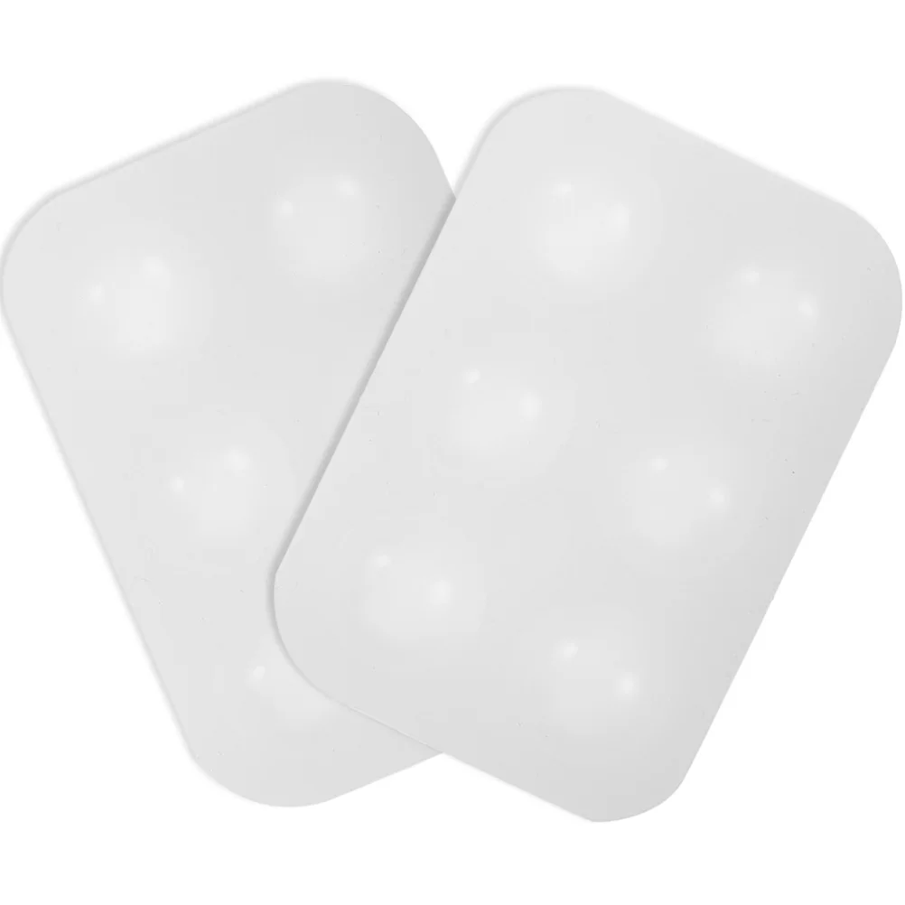 

2 Pcs Six Hole Silicone Palette Easy Clean Reusable Watercolor Gouache Paint Mixing Tray Compact Lightweight Portable Travel