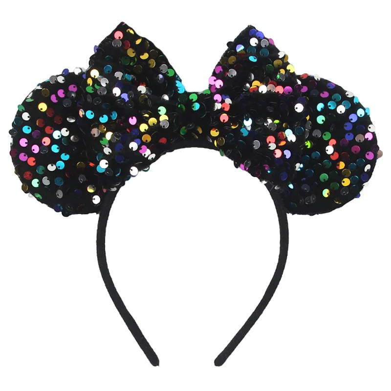 Amusement Park Decoration Mickey Ears Birthday Dress up Hair Hoops Disney Sequins Bow Mickey Hair Accessories