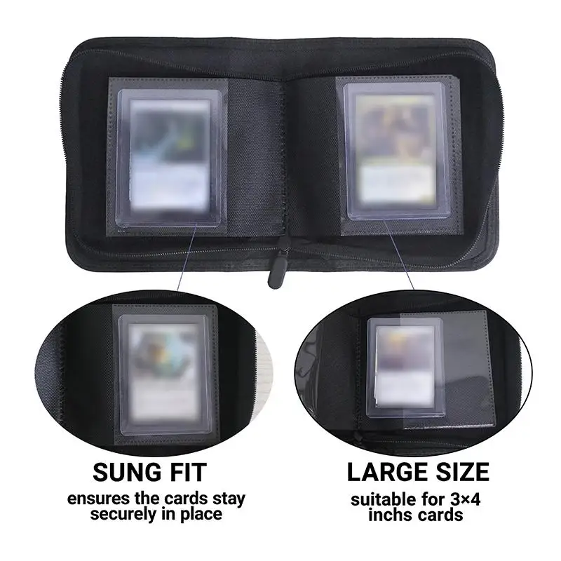 Waterproof PU Leather Side Load Zipper Card Binder 40 Slots Album For 3x4 TCG Game Sport Cards Storage Bag view 5
