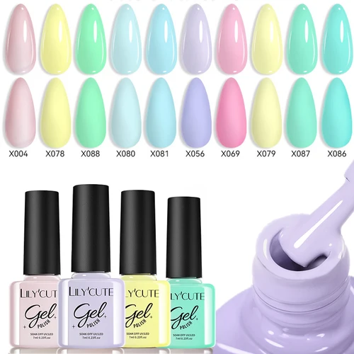 LILYCUTE-esmalte de uñas en Gel, Color macarrón, 7ml, Vernis semipermanente, arte de uñas de primavera, manicura, barnizes de uñas en Gel UV LED