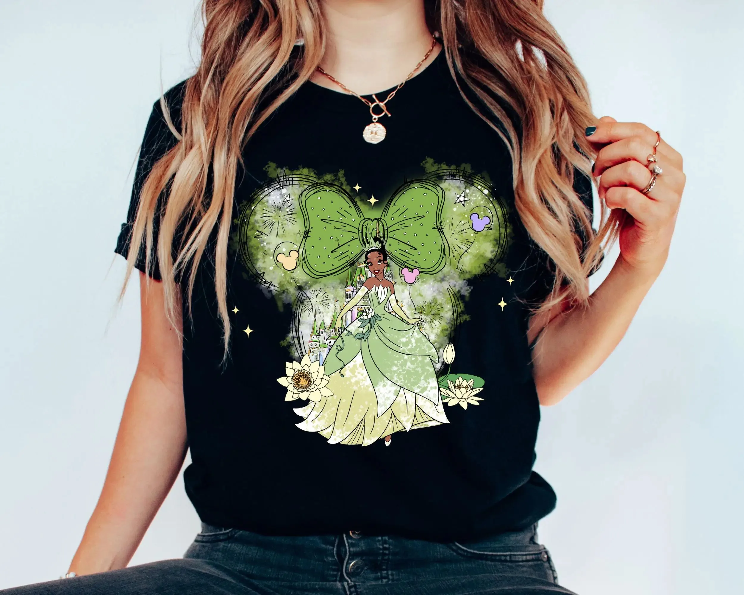Camiseta de la Princesa Tiana de Disney, Sudadera Magic Kingdom, Camiseta del Castillo de la Princesa, Camiseta Negra de la Princesa y el Sapo, Camiseta con Orejas de Tiana