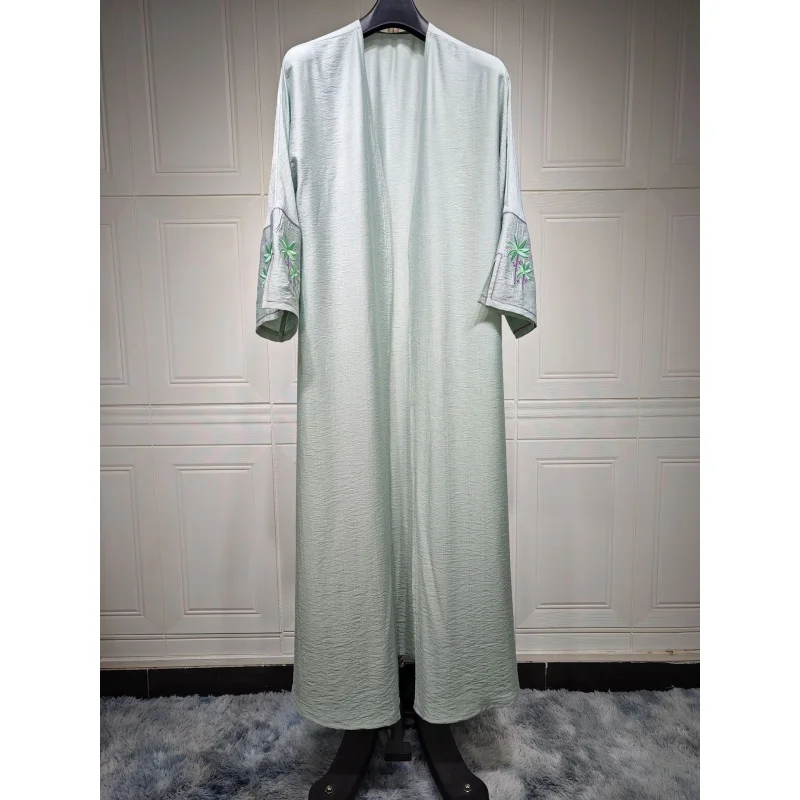 Eid Chic Ramadan Ethnic Open Kimono Abaya Dubai Luxury Embroidery Floral Muslim Fashion Full Sleeve Kaftan Kebaya Arab Cardigan