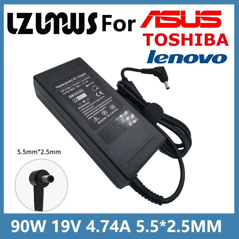 

19V 4.74A 90W 5.5*2.5MM Laptop AC Adapter DC Charger For Asus/Toshiba A8J K52 K55 K55A X551M U1 U3 S5 W3 W7 Z3 L450 L500