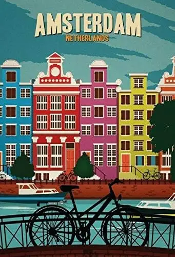 Tin Sign Vintage Chic Art Decoration Poster Amsterdam Netherlands for Home Bar Cafe Farm Store Garage or Club 12