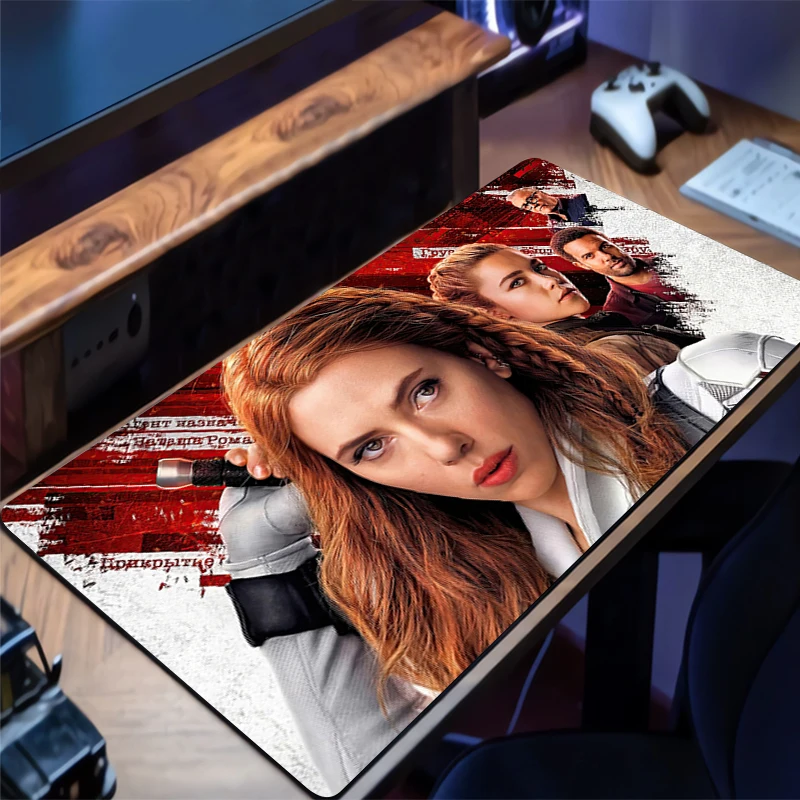 Gaming Mouse Pad Black Widow Anime PC Computer Gamer Desk Mouse Mat For CS GO Office Laptop Notebook Edge White Kawaii Mousepad