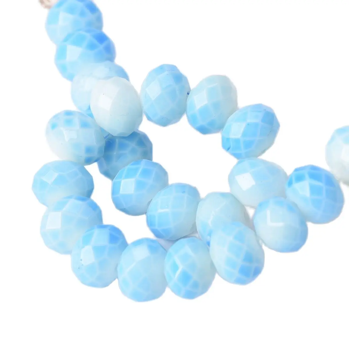 

72pcs 8x6mm Rondelle Faceted Gradient Lake Blue Coated Opaque Glass Loose Crafts Beads lot for DIY Jewelry Making Findings