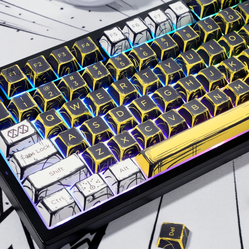 Virtual War Theme Comic Style Keycaps Full Set 138 Keys Mange Anime PBT Dye Sub Cherry Profile  for MX Mechanical Keyboard