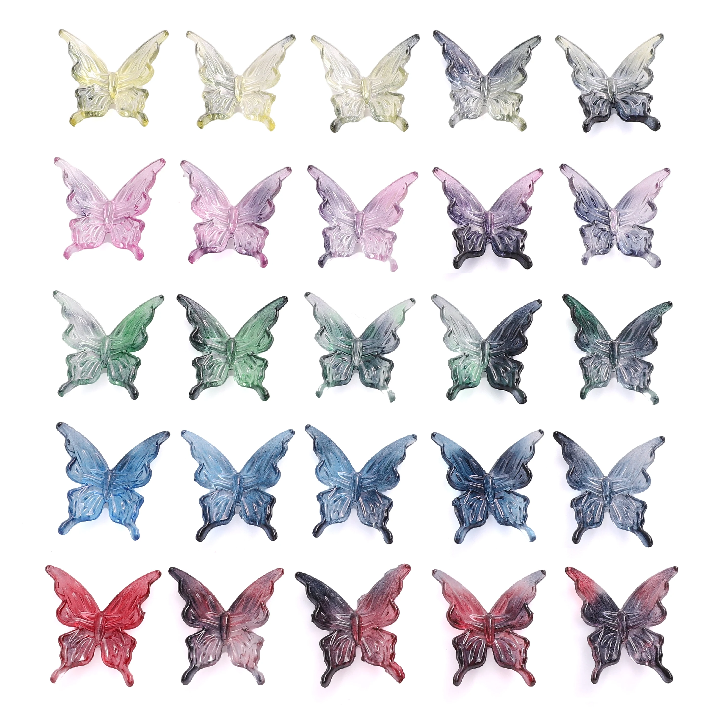20Pcs/lot 25x25mm Acrylic Multicolour Butterfly Beads Loose Spacer Beads For Jewelry Making DIY Necklace Bracelet Supplies