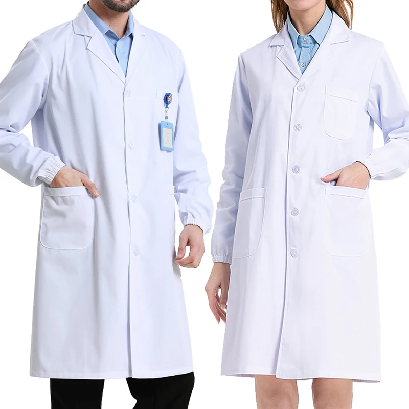 

Custom Logo White Medical Scrubs Nurse Uniform Lab Coat Unisex Hospital Doctor Workwear Nursing Overall Clothes