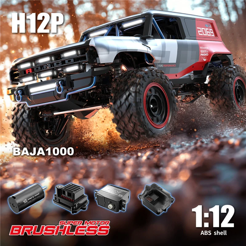 Mjx H12P Alloy RC Car Large Scale 1:12 Remote Control Car Electric Four-Wheel  Car Brushless Drive Off-Road Climbing Car Toy