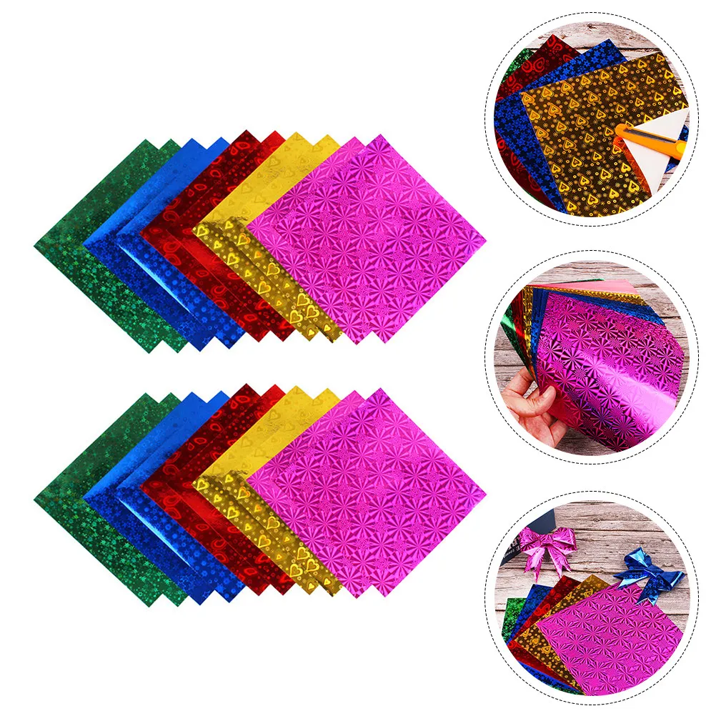 100개 다채로운 반짝이는 접이식 종이 안전하고 찢어지기 쉬운 오리가미 용지 어린이 DIY 공예품, 휴일 장식용
