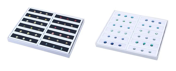 Wholesale Gem Stone Display Sponge Holder Box Jewelry Beads Container Loosing Diamond Storage Case Long Gems Box With Glass Lid