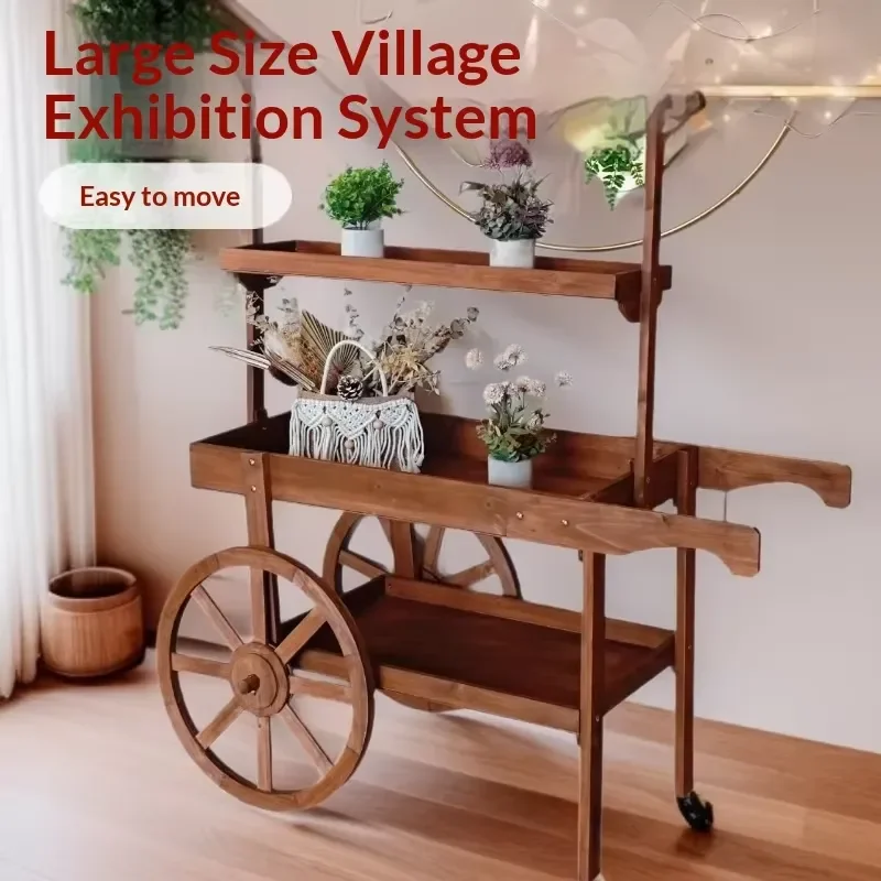 Large float flower stand storage stand flower shop decoration villa display stand indoor and outdoor mobile float pastoral