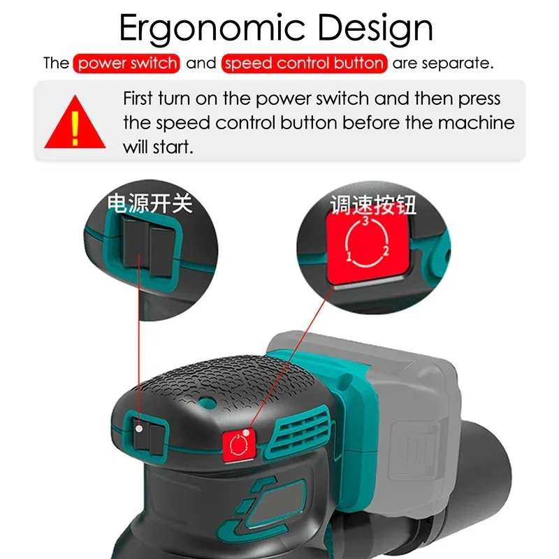 Ponceuse électrique à moteur sans balais, batterie au lithium, meuleuse à bois, bois, métal, cirage, polissage, rectifieuse pour Makita, 125mm