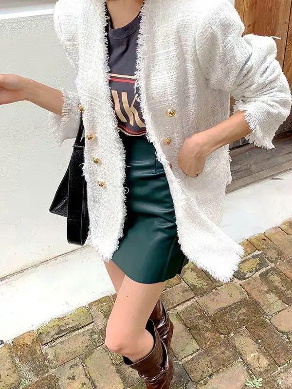 

Шикарное женское пальто-букле средней длины в Корейском стиле, свободный крой, застежка на пуговицы, модные детали с кисточками, элитное осеннее новое...