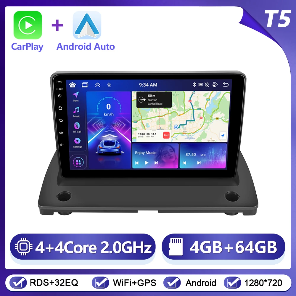 Podofo Draadloze CarPlay Android Auto Autoradio voor VOLVO XC90 2004-2013 GPS Navigatie 2Din Multimedia Autoradio stereo