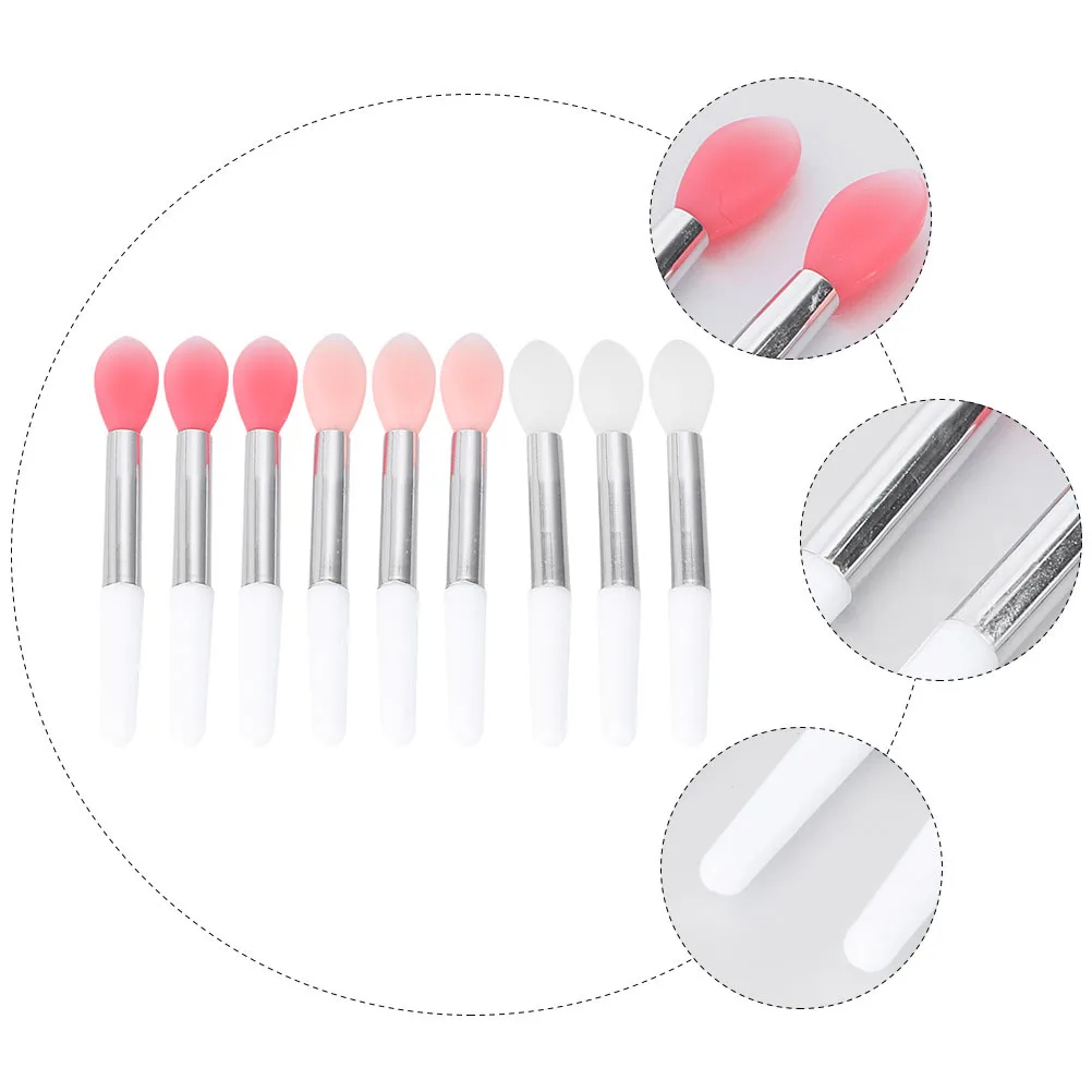 Conjunto de pincéis labiais de silicone, 9 peças, aplicador portátil de batom para viagens profissionais, máscara de cor labial, pincéis de maquiagem
