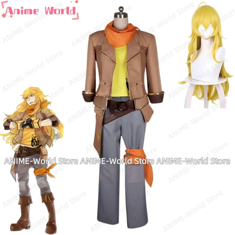 

《Custom Size》Anime Red White Black Yellow Yang Xiao Long Male Version Cosplay Costume Wig Halloween Carnival Party Christmas