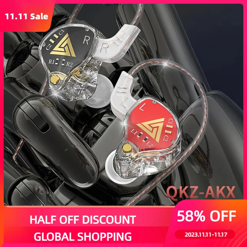 

AKX monitoring earphone HiFi fever earphone heavy bass in-ear drive-by-wire mobile phone Sports Headset