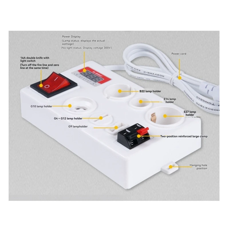 E27 B22 E14 Lamp Bulb Tester LED Light Voltage Power Quick Test Box Fast Testing With Power Display EU PLUG