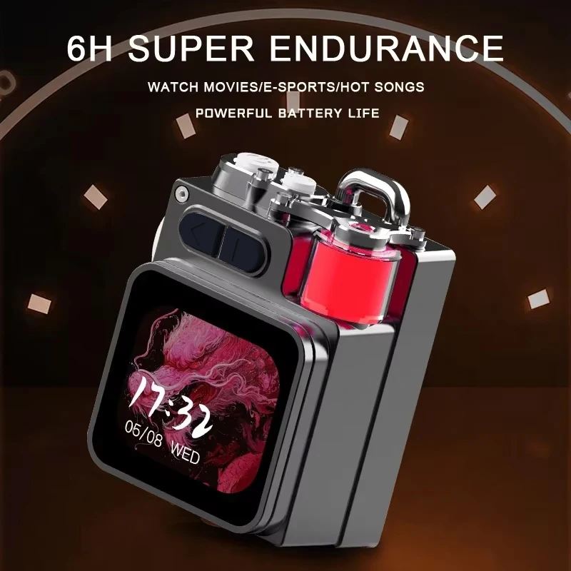 VIKEFON سماعة لاسلكية تعمل بالبلوتوث مكبر صوت ميكانيكي معدني مع شاشة عرض LED RGB سطح المكتب مضخم صوت يدعم ساعة منبه التقويم