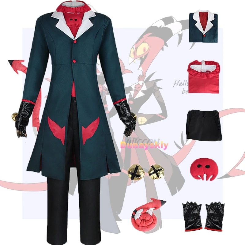 

Hazbin Cosplay Hotel Blitzo Uniform Blitzo Cosplay Costume Blitzo green Tailcoat Men Women Halloween Party Costume Full Set cos