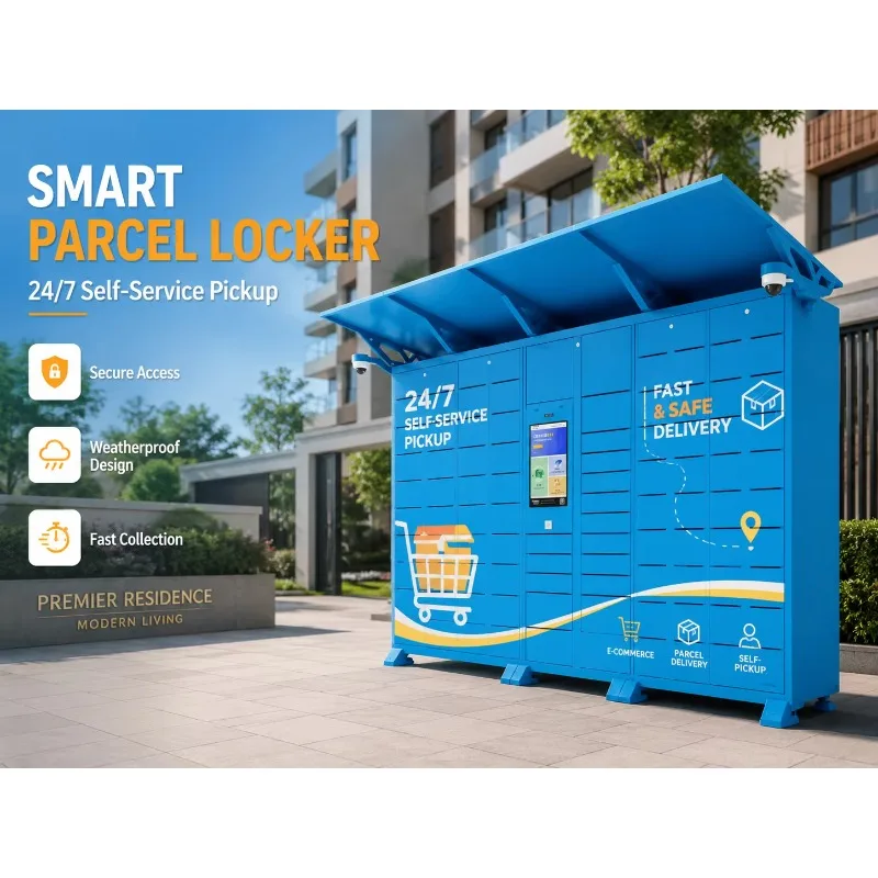 17 Doors Outdoor Smart Parcel Locker with 21 Inch Touch Screen Self Service Package Delivery Pickup Cabinet  Apartment Community