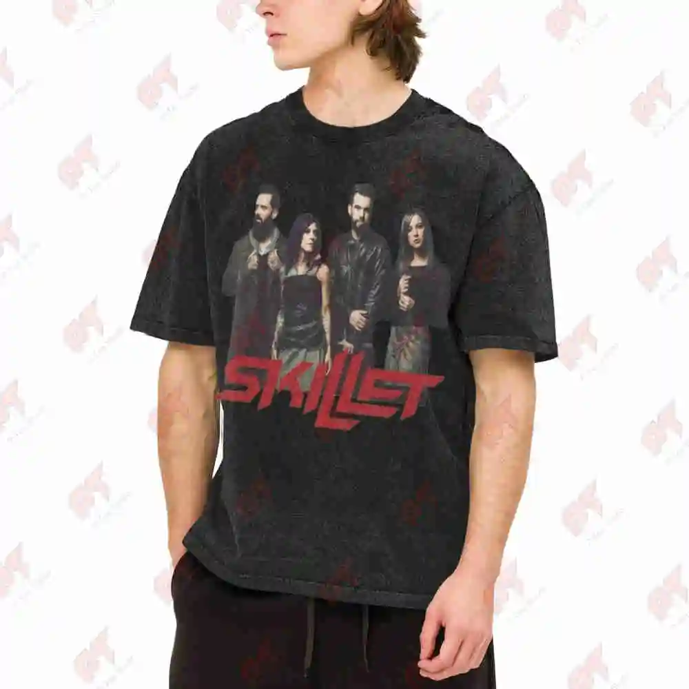 Skillet Band Members Vintage Washed Tee Pure Cotton T-Shirt