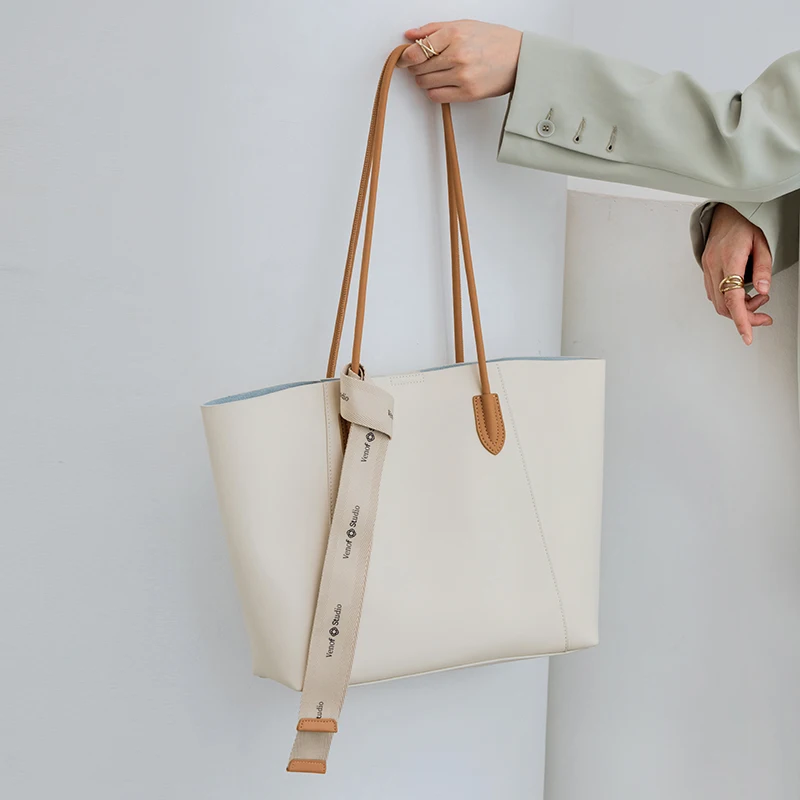 VENOF Women Luxury Bag Large Capacity Female High Quality Soft Leather Commuter Handbag Top Grade Underarm Shopper Bags 2022