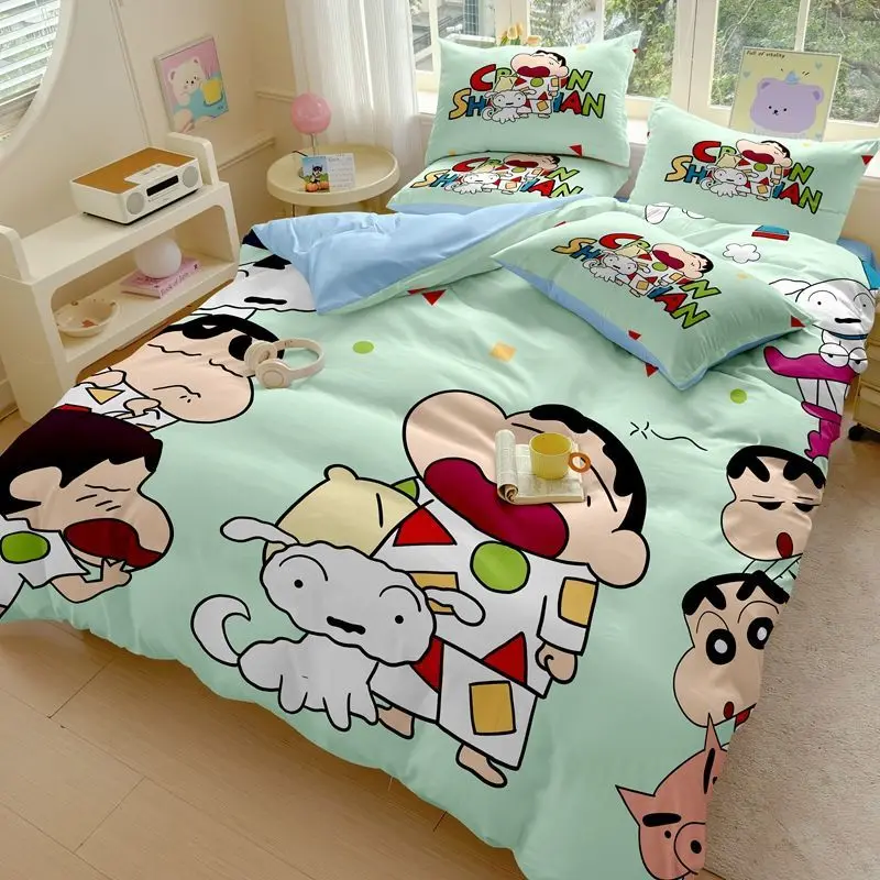 New Crayon Shin-chan Creative Personality High-value Four-piece Set Cartoon Cute Comfortable Bedding Student Three-piece Set