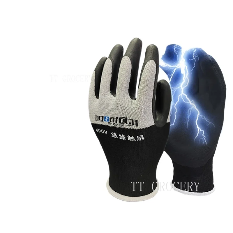 Ultra-Thin Nitrile 400V Low Voltage Insulated for Live Working 380V Safe Electrician Gloves with Touchscreen Compatibility