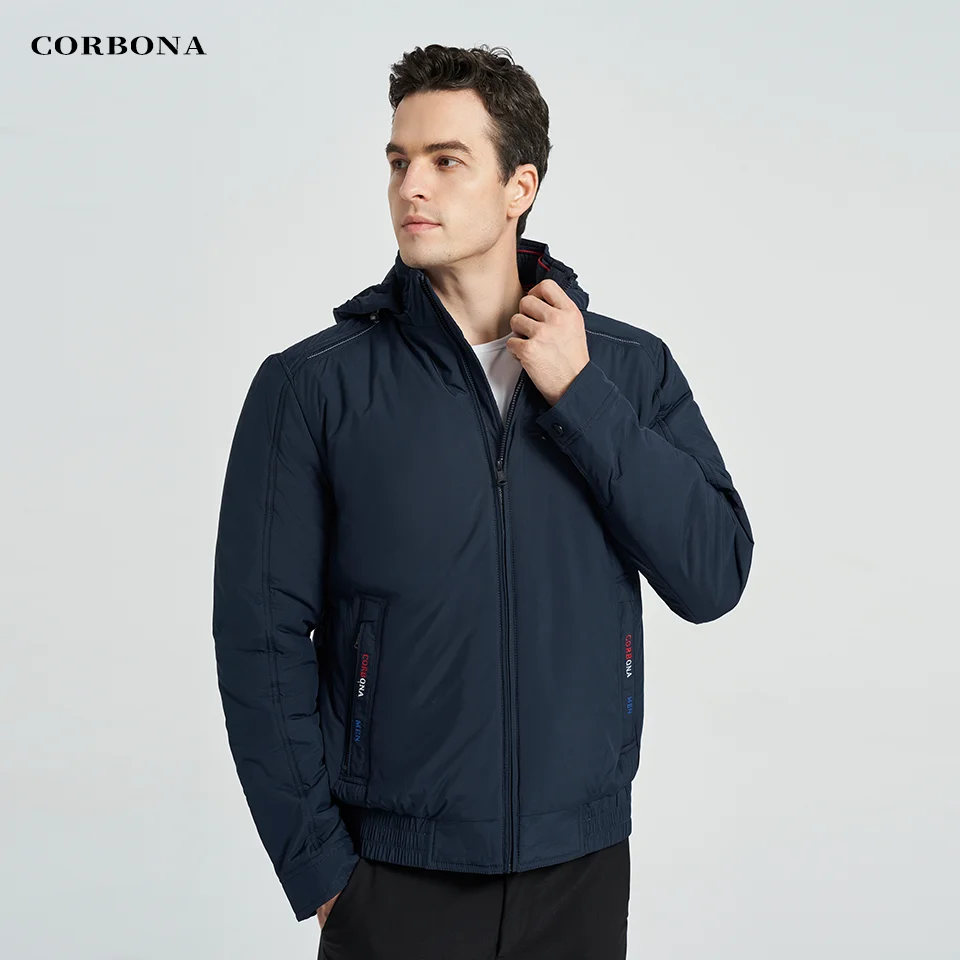 CORBONA Autumn Men Jacket Cool Winter Outdoor Fashion Light Coat Blue Daily Work Clothes Mountain Fishing Camping Upscale Gift