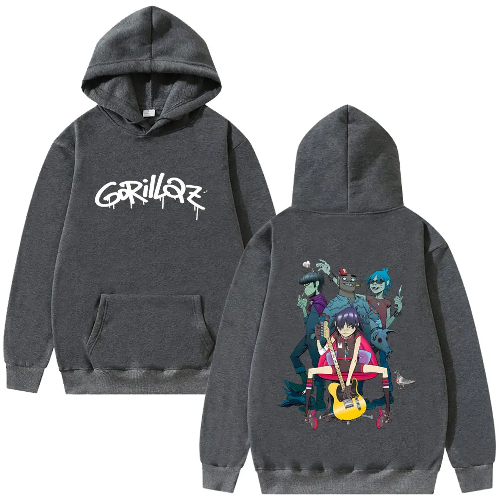 Alternative Rock Band Gorillaz Graphic Hoodie Men Women Hip Hop Gothic Oversized Streetwear Man Fashion Vintage Pullover Hoodies