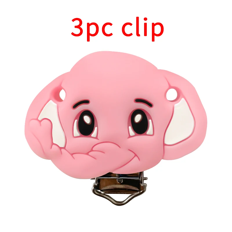 3 قطعة سيليكون الكرتون الفيل هوة كليب DIY بها بنفسك الطفل التسنين عضاضة قلادة حبة أداة Nurs هدية الملحقات