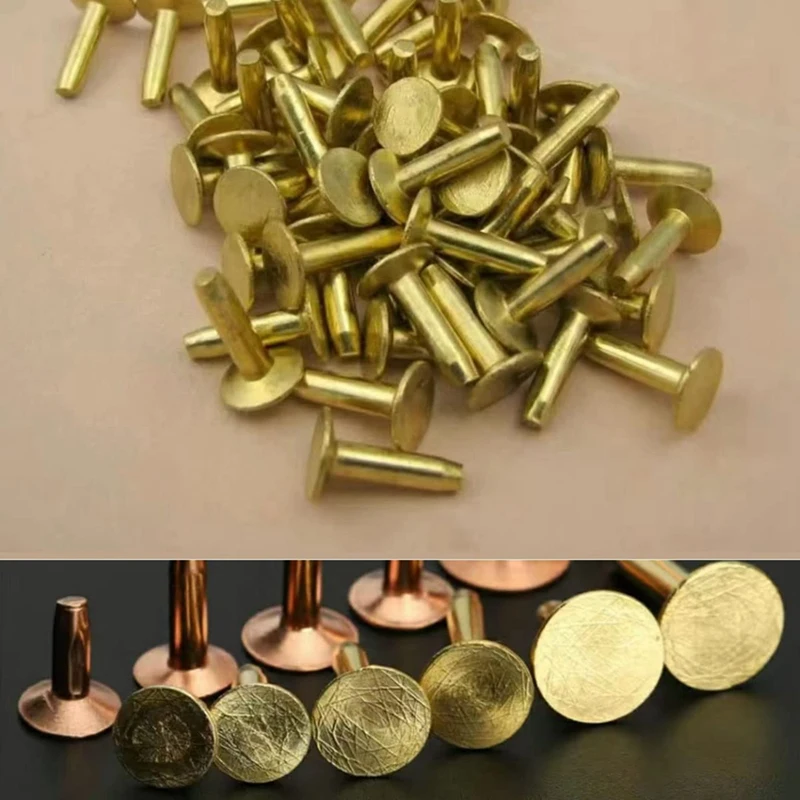 ●42Pcs Copper Rivets and Burrs Set,Leather Rivets Fastener Install Setting Tool with Hole Punch Cutter for Belts Wallets-ABFB