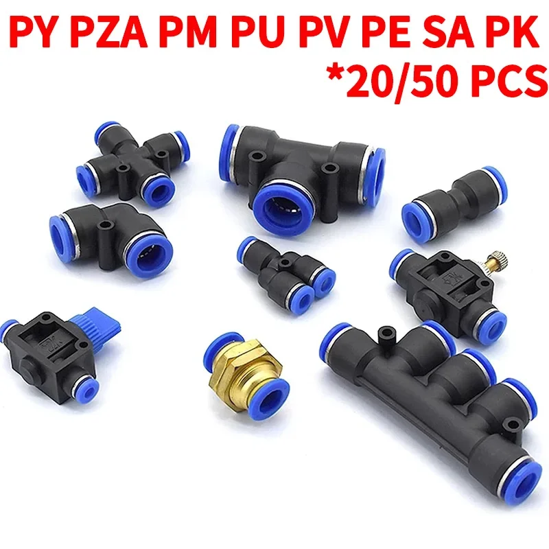 

20/50 PCS PY PZA PM PU PV PE SA PK Pneumatic Quick Release Fitting OD 4 6 8 10 12 MM Hose Air Pipe Push-In Connector