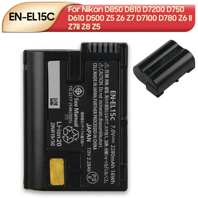 

Original Camera Battery EN-EL15C For Nikon D850 D810 D7200 D750 D610 D500 Z5 Z6