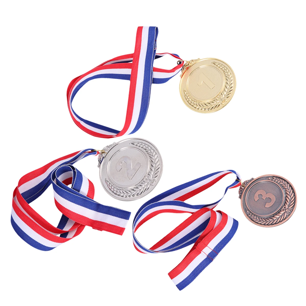 

2 Pcs Gold Medals Durable Zinc Alloy Award Wheat Winner Competition Toy Kids School Matches Gifts