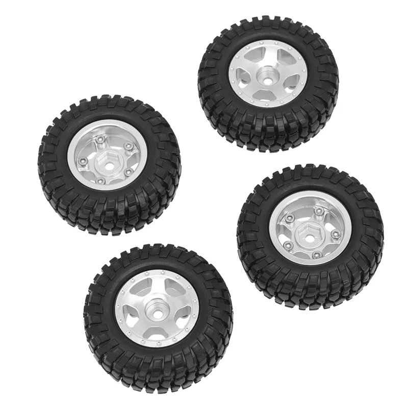 

4Pcs Wheel Shell With Tire Metal Parts For SCX24 Jeep Gladiator 1/24Th 4WD Off-Road Truck Model ,Silver