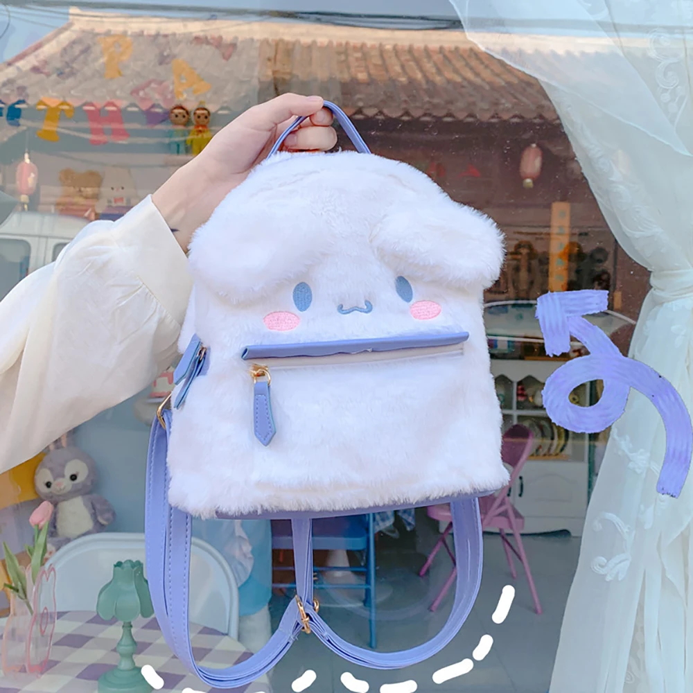 Kawaii Cartoon Cute Sanrio Cinnamoroll Shoulder Backpacks Bag My Melody School Bag Key Coin Purse Plush Bag Girl Toy Gifts