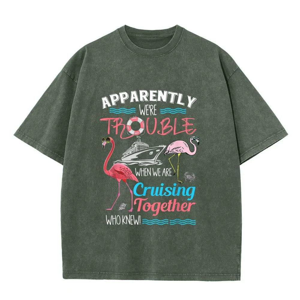 Apparently We're Trouble When We Are Cruising Together T-Shirt Oversized T Shirts Y2k Hombre Plain Comfortable Short Sleeve Tee