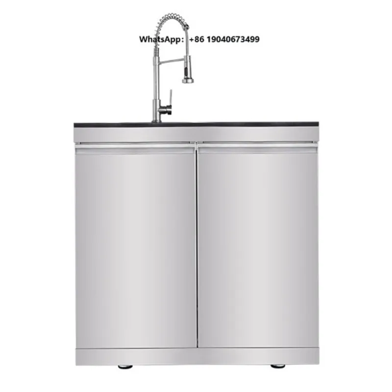 Two-Door Stainless Steel Cabinet Sink for Modular Outdoor BBQ Kitchens   h003