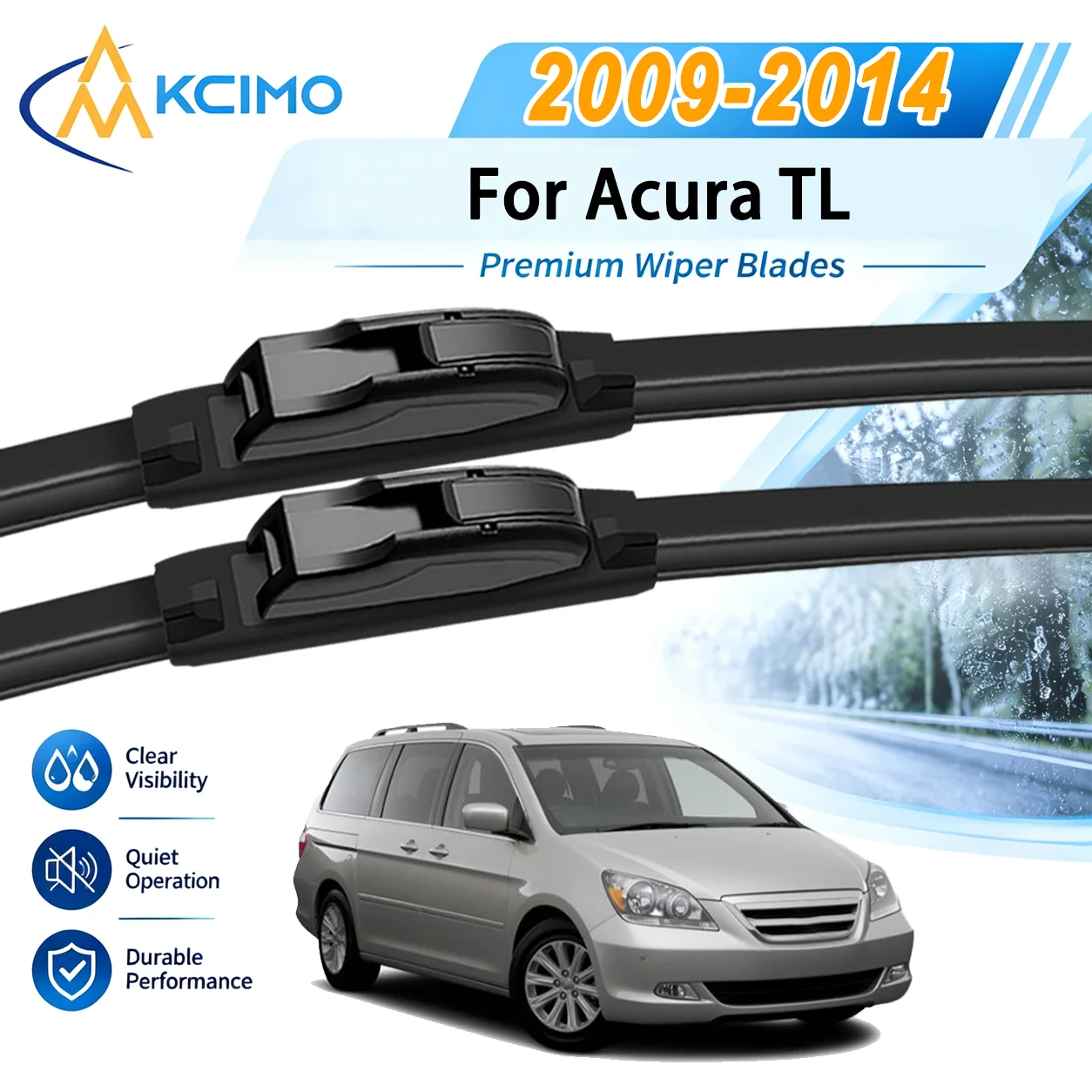 For Acura	TL UA8/UA9 2009–2014 Auto Front Windshield Wipers High Steel Frame UV Resistant Silent Replacement Wiper Blades