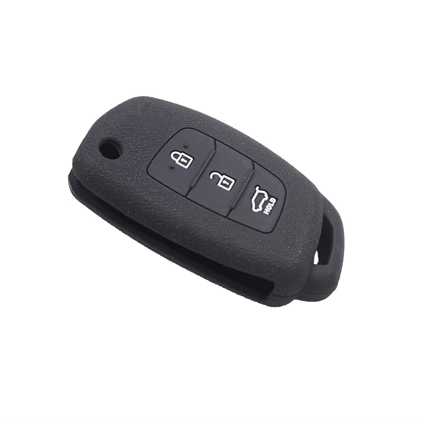 Cocolockey Silicone Car Key Case for HYUNDAI HB20 Ix45 IX35 Santa Fe Flip Remote Key Cover Case 3 Button Fob Car Styling